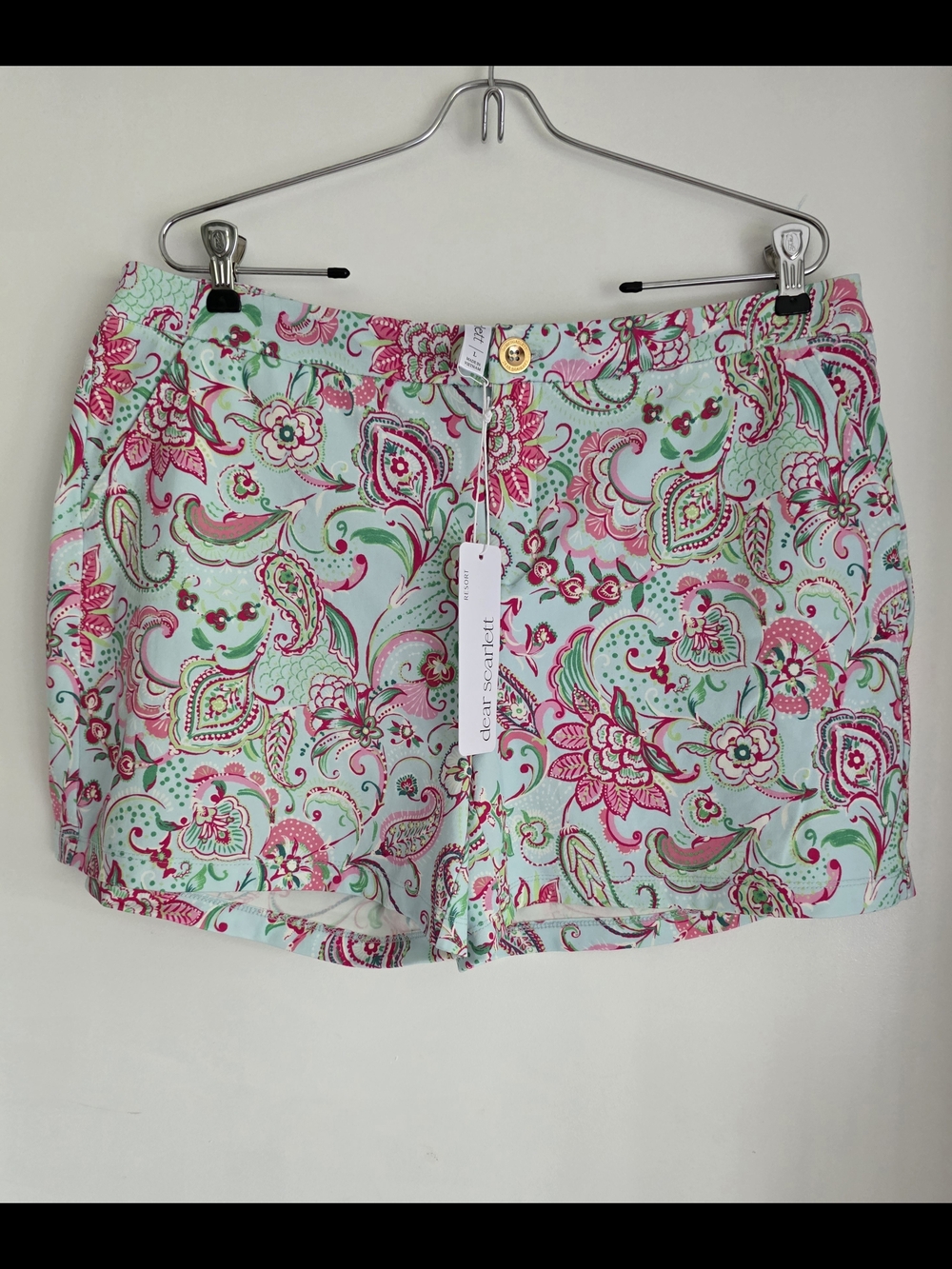 Paisley Print Shorts in Mint & Pink L Or M Available
